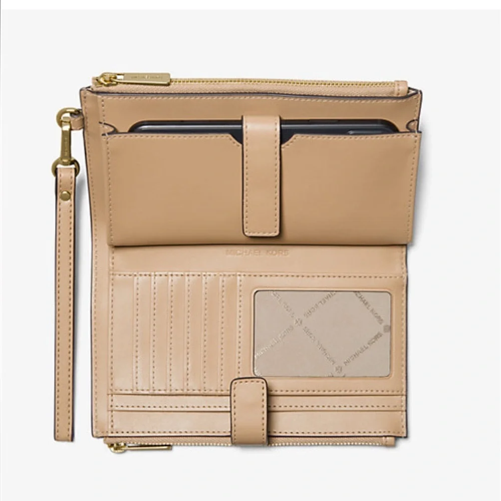MICHAEL KORS Jet Set Large Ombré Logo Double-Zip Wristlet-Wallet-Phone Case NWT